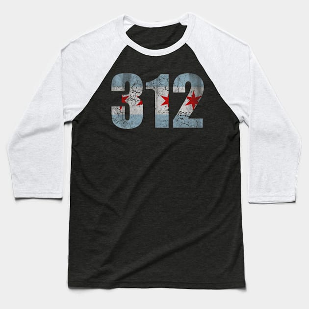 312 Chicago Flag Baseball T-Shirt by E